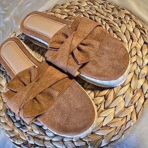 Brown Suede Slip-On Sandals